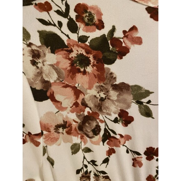 Due Time Maternity Size L Short Sleeve Dress White/Pink Floral Mid Length EUC - Picture 6 of 7